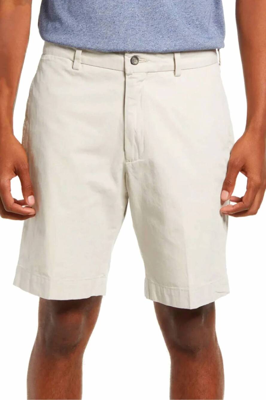 NEW CHARLESTON KHAKIS sumpter flat front washed poplin shorts in stone